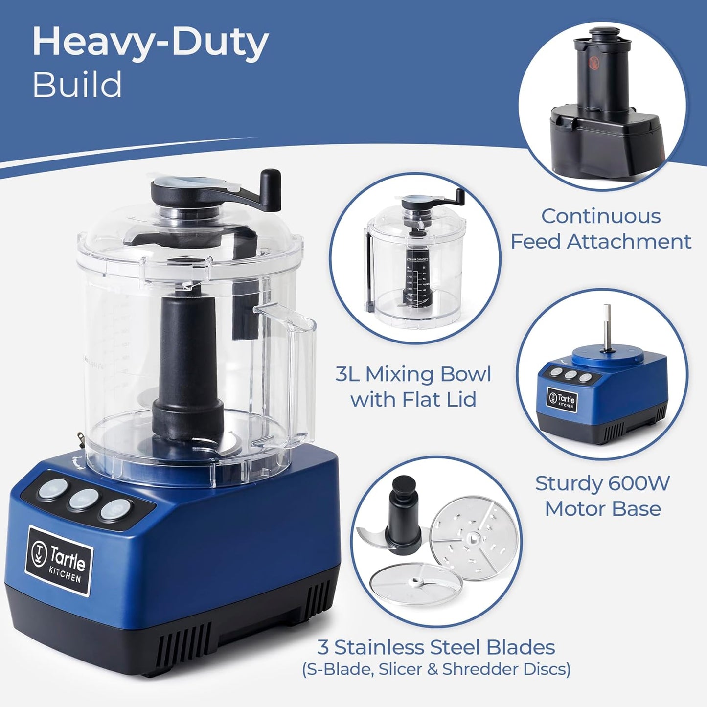 Heavy Duty Compact 600W Food Processor