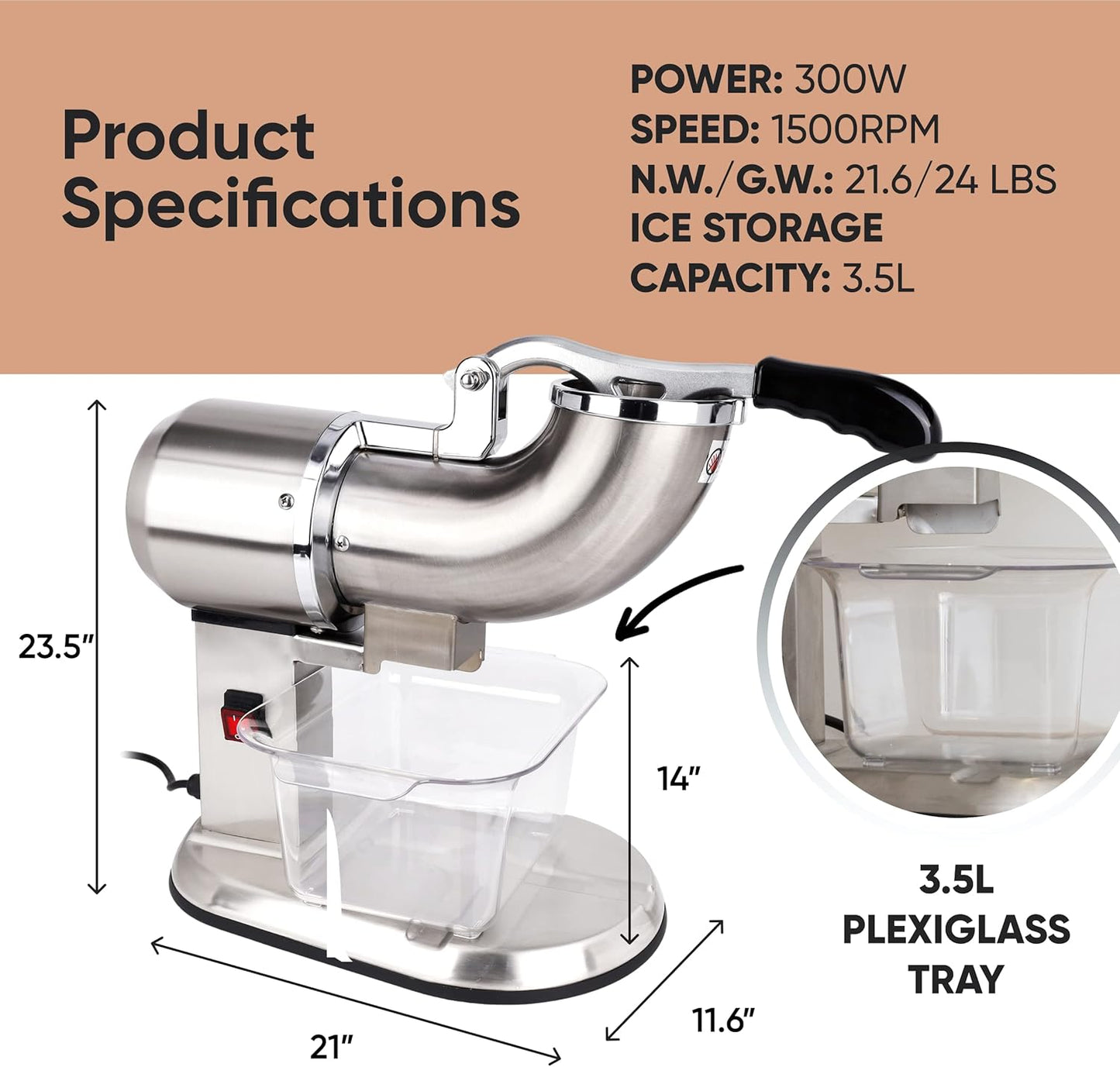 Commercial Grade 300W Ice Shaver