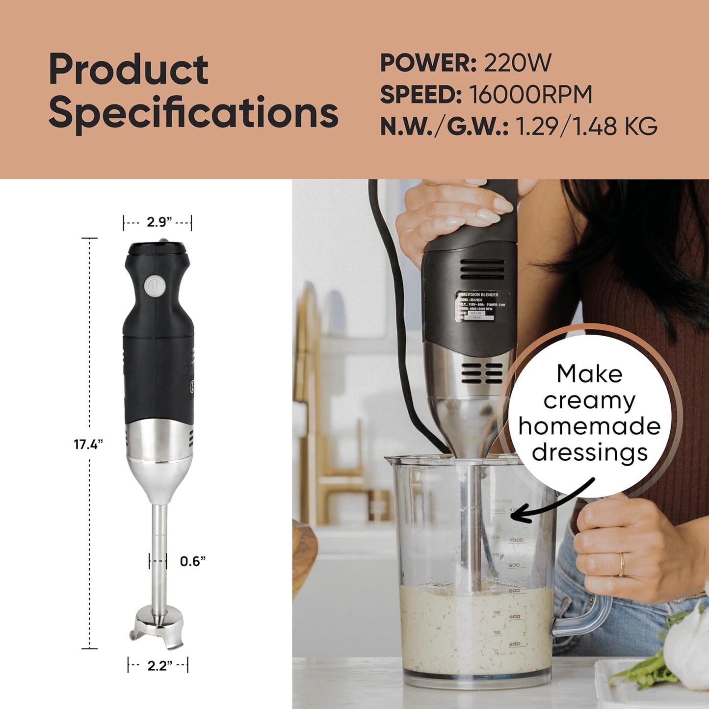Light Duty 220W 7" Immersion Blender